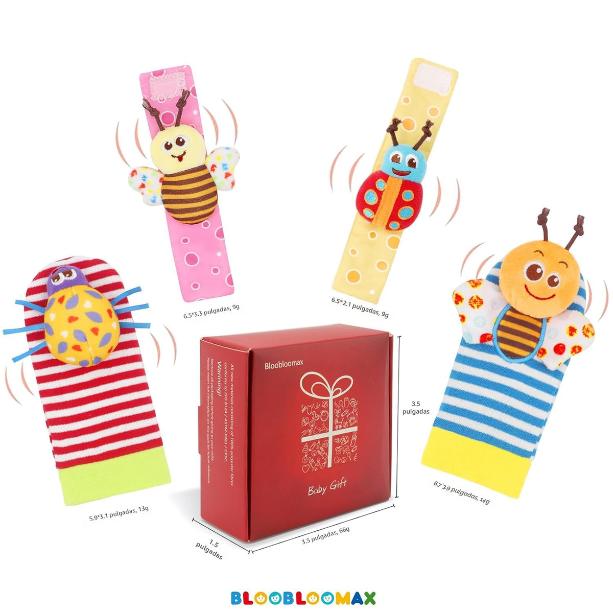 Bloobloomax - Calcetines de sonajero de muñeca y buscador de pies,...