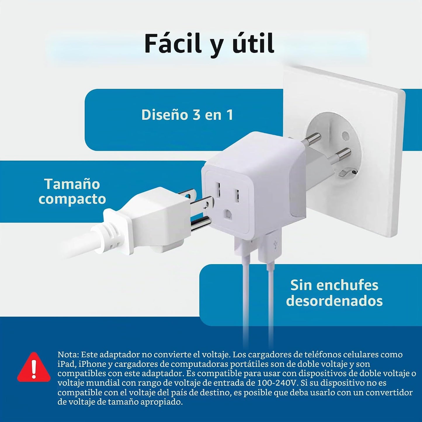 Ceptics Combo de adaptadores de enchufe europeos - Tipo C, E\/F - U...