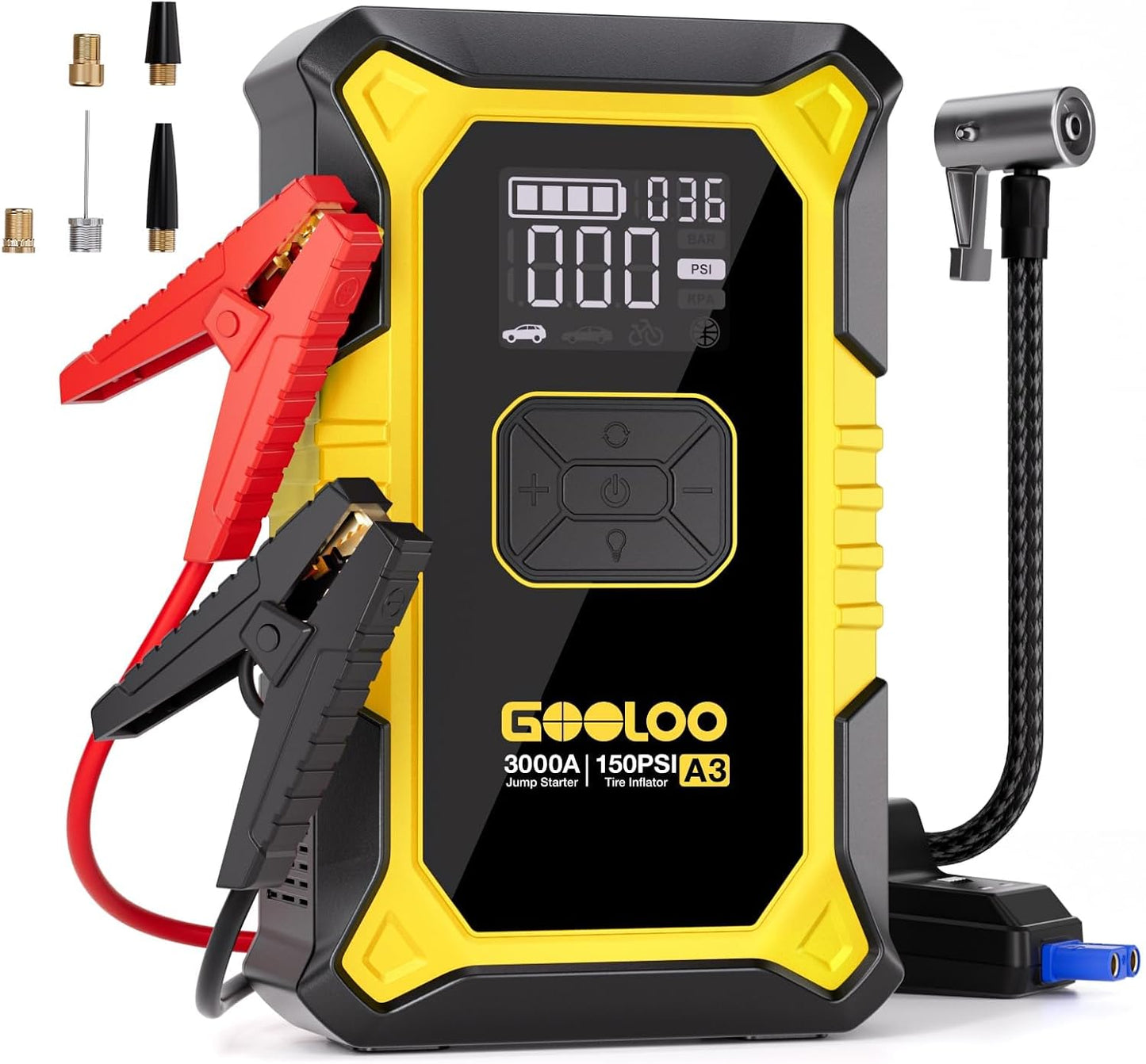 GOOLOO A3 12V 3000A Arrancador portátil con compresor de aire | 7 e...