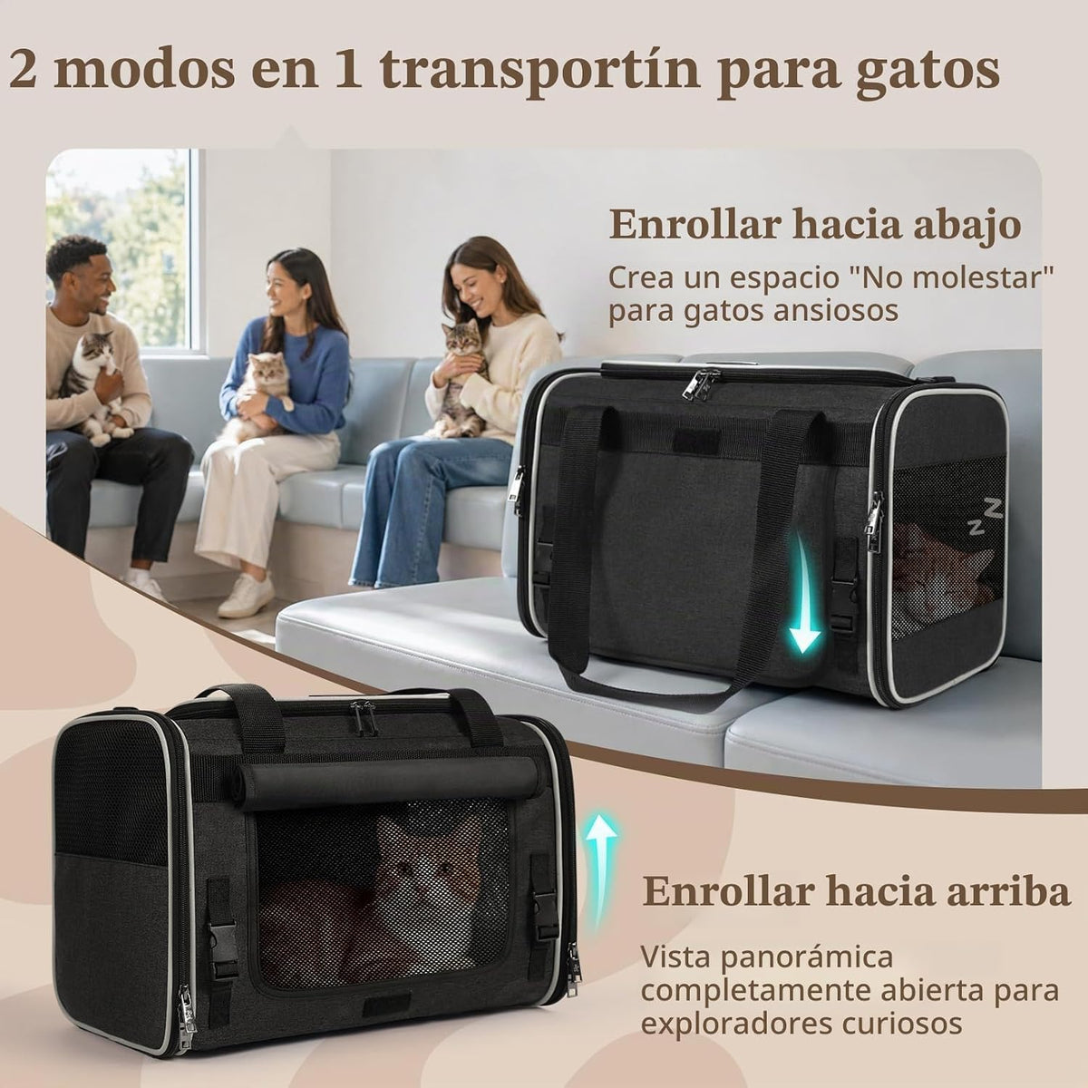 rabbitgoo Transportador de gatos suave, bolsa para mascotas con sol...