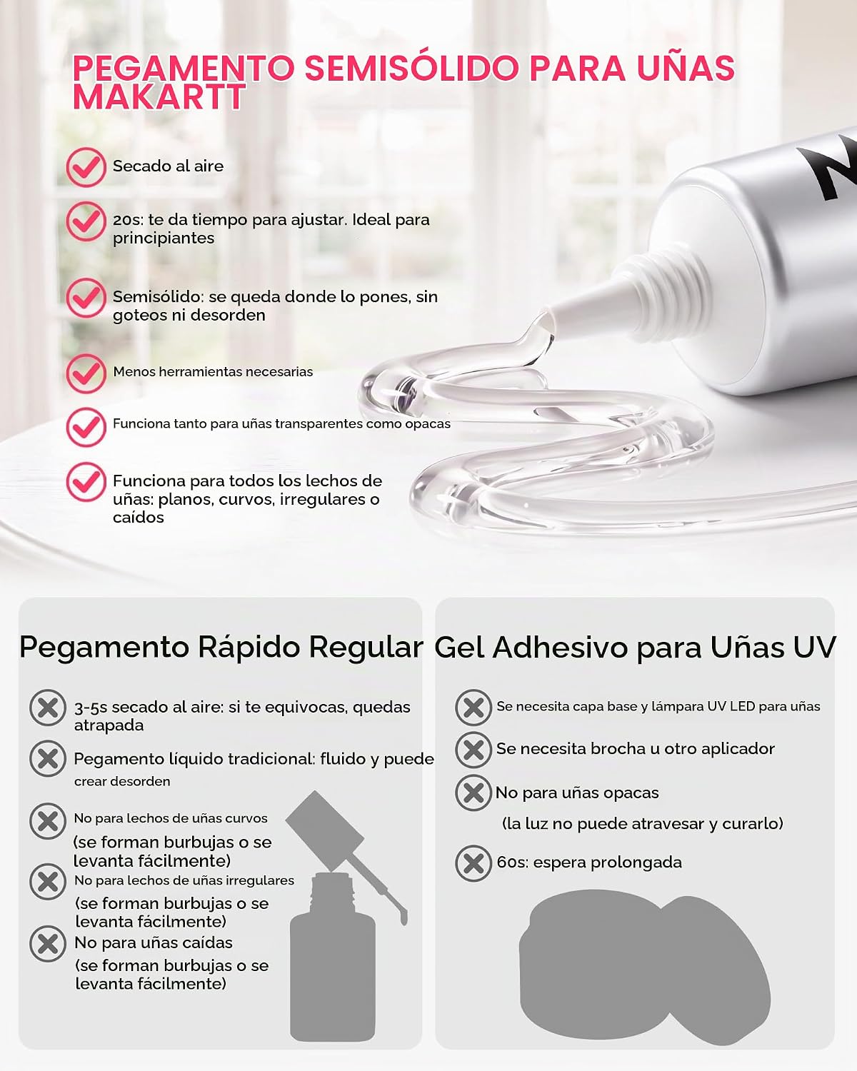 Pegamento para uñas Makartt Press on: 5 g, 5 paquetes, semisólido s...