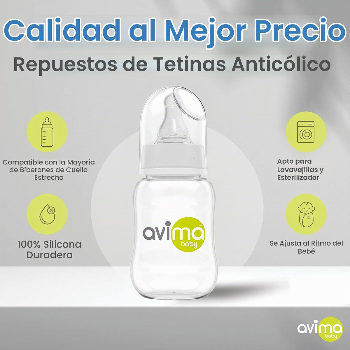 Avima - Biberones anticólicos para bebé \u2013 4 oz, tetinas de flu...