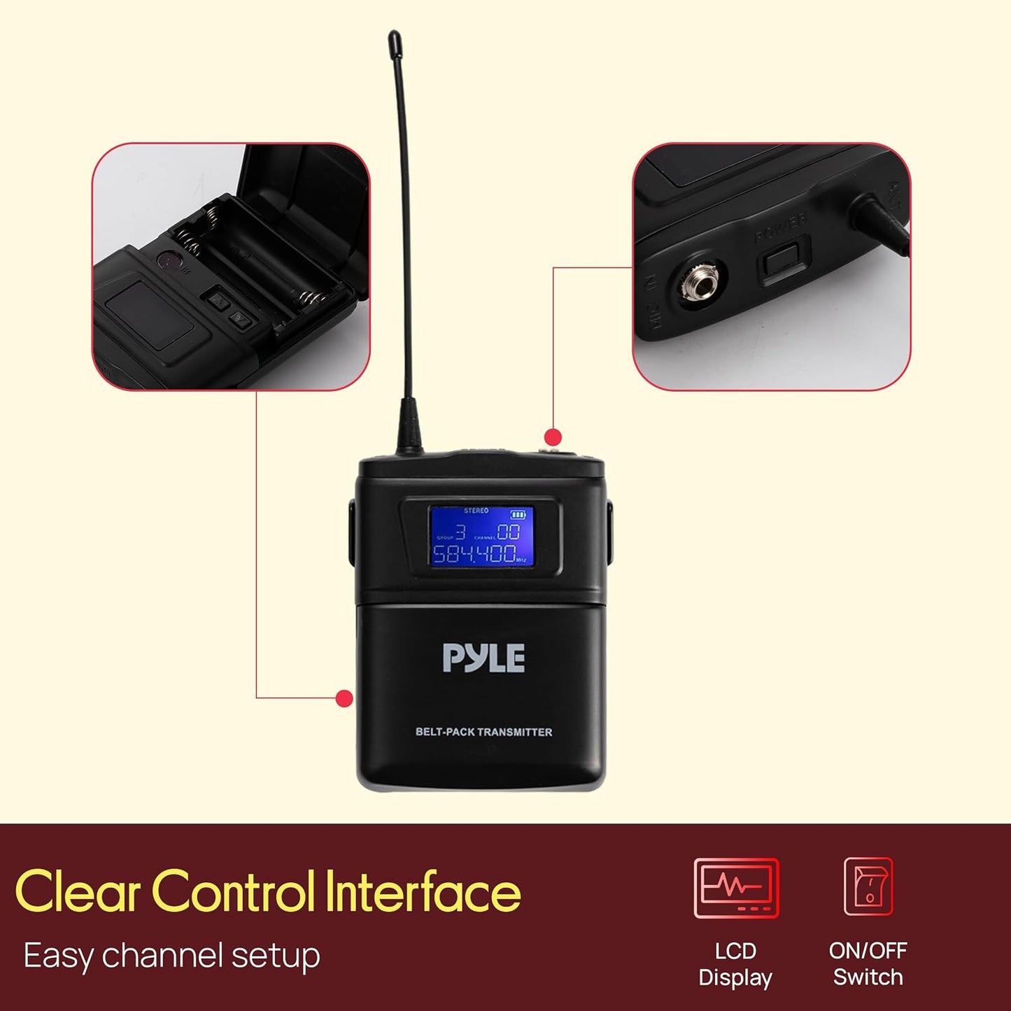Pyle Sistema de micrófono inalámbrico UHF de 8 canales con 8 micróf...