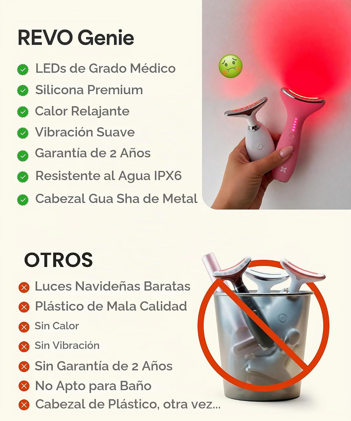 REVO Genie Masajeador facial para cara y cuello, dispositivo de bel...