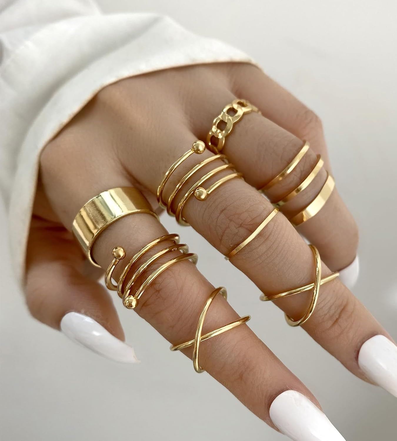 YEEZII Juego de 25 anillos dorados para nudillos para mujer, lindos...
