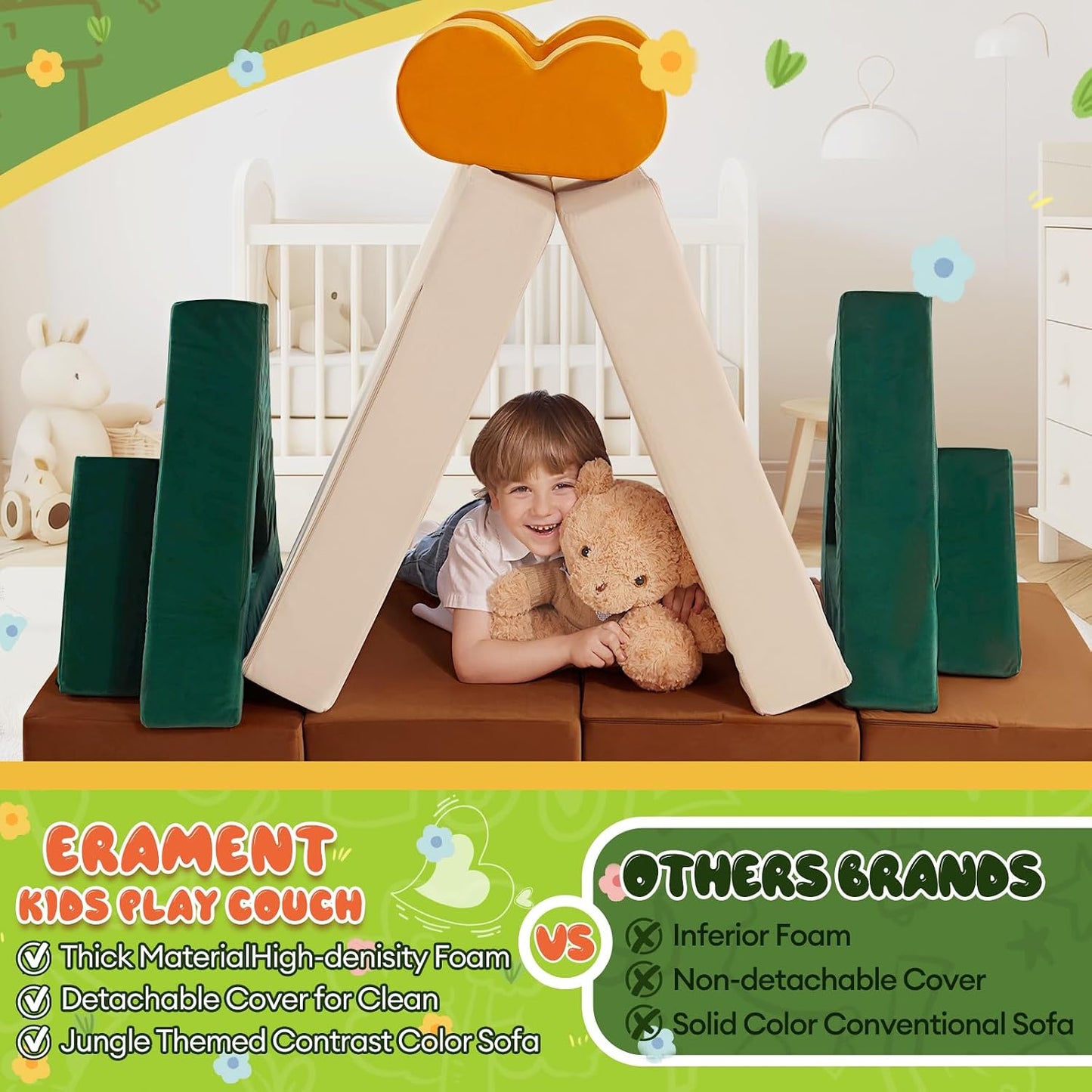 Erament Sofá de Juego Modular para Niños de 18 Piezas - Sofá para N...