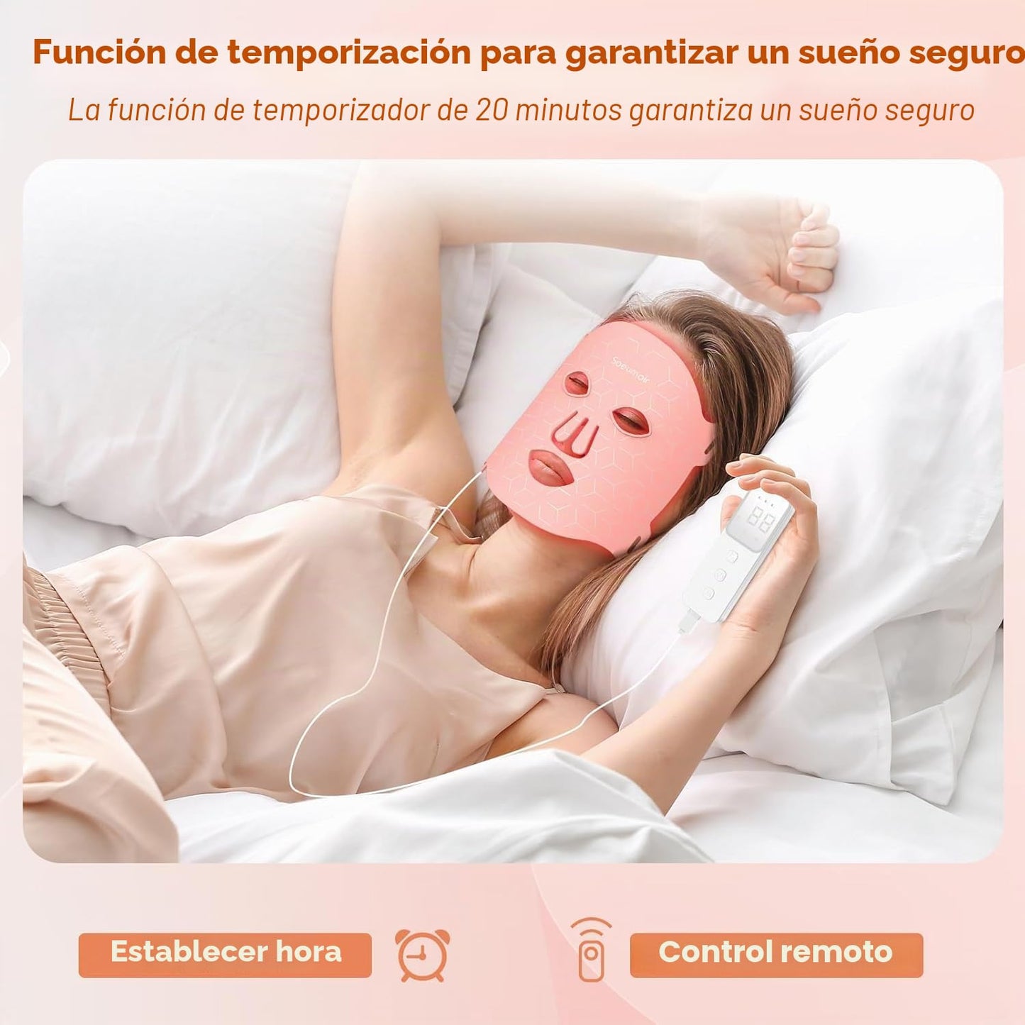 Soeumoir Máscara de terapia de luz roja para cara, terapia de luz L...