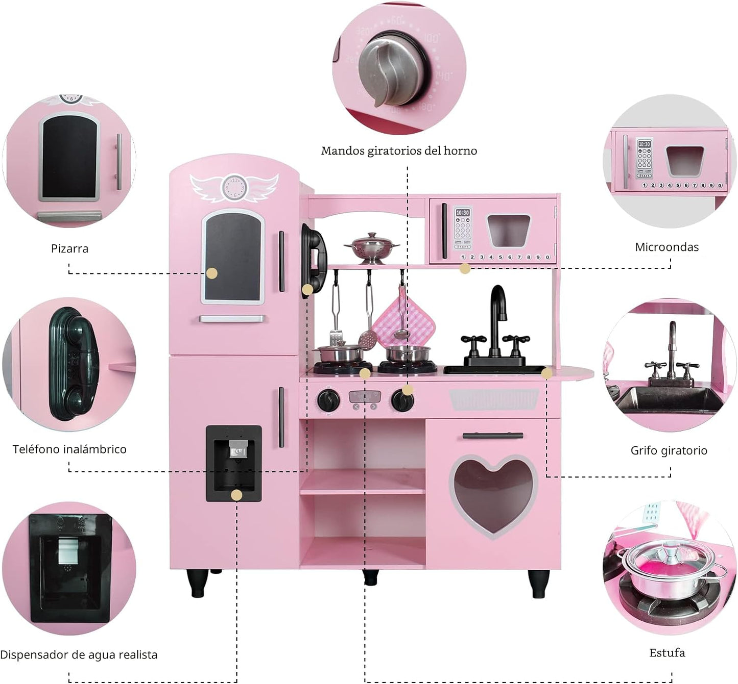 TaoHFE Cocina de Juguete, Juego de Cocina Rosa para Niñas, Juego de...