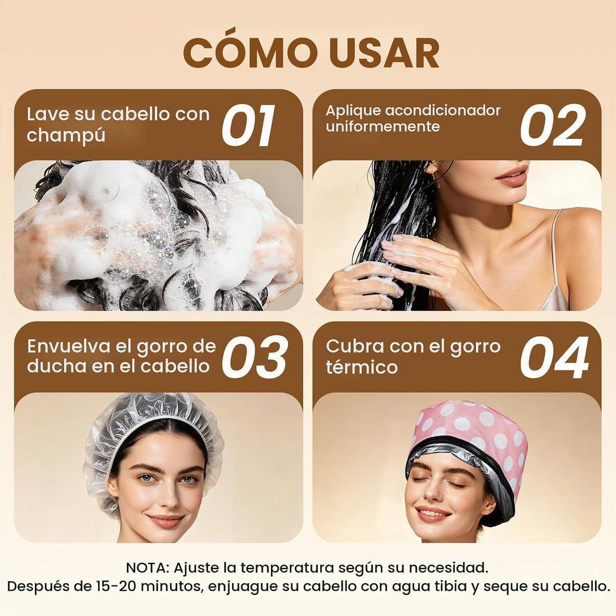 Gorra eléctrica de vapor para el cabello, gorro de cuidado capilar...