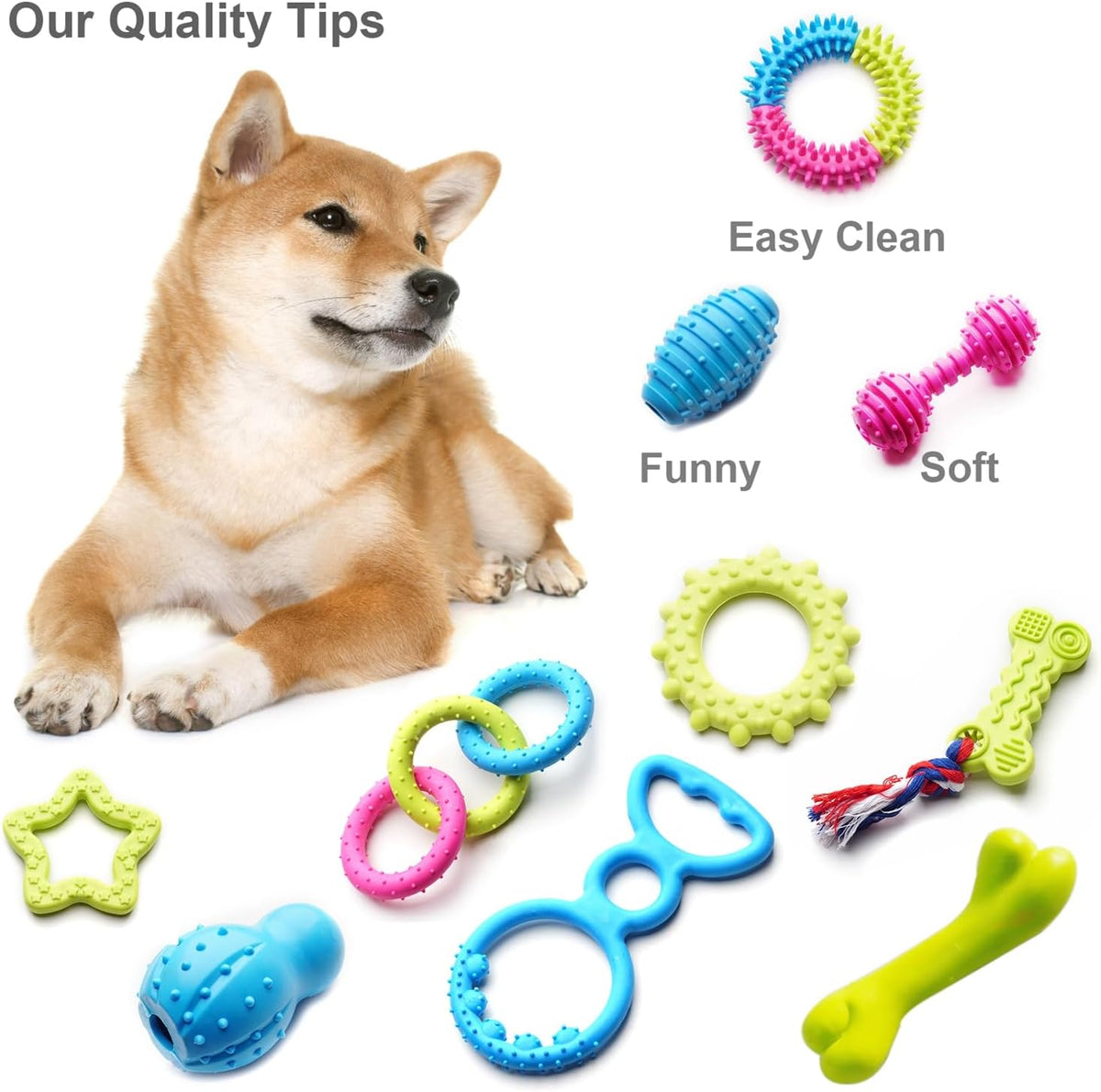 Juguetes masticables para cachorros para dentición, paquete de 17 j...