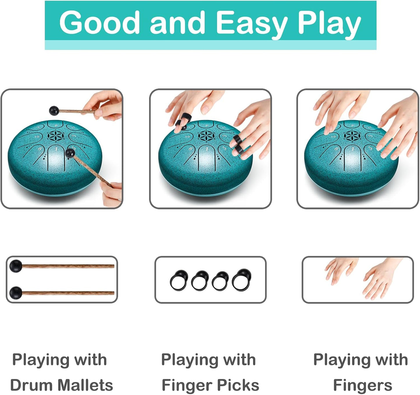 Tambor de lengua de acero 6 pulgadas 8 notas instrumento musical, r...