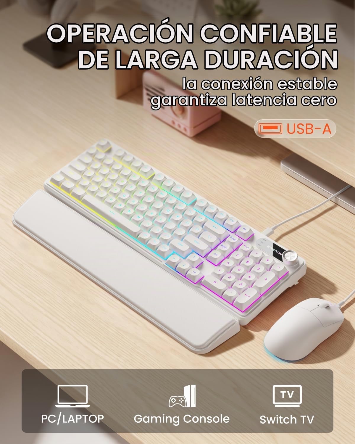 Combo de teclado y mouse con cable EWEADN con reposamuñecas desmont...