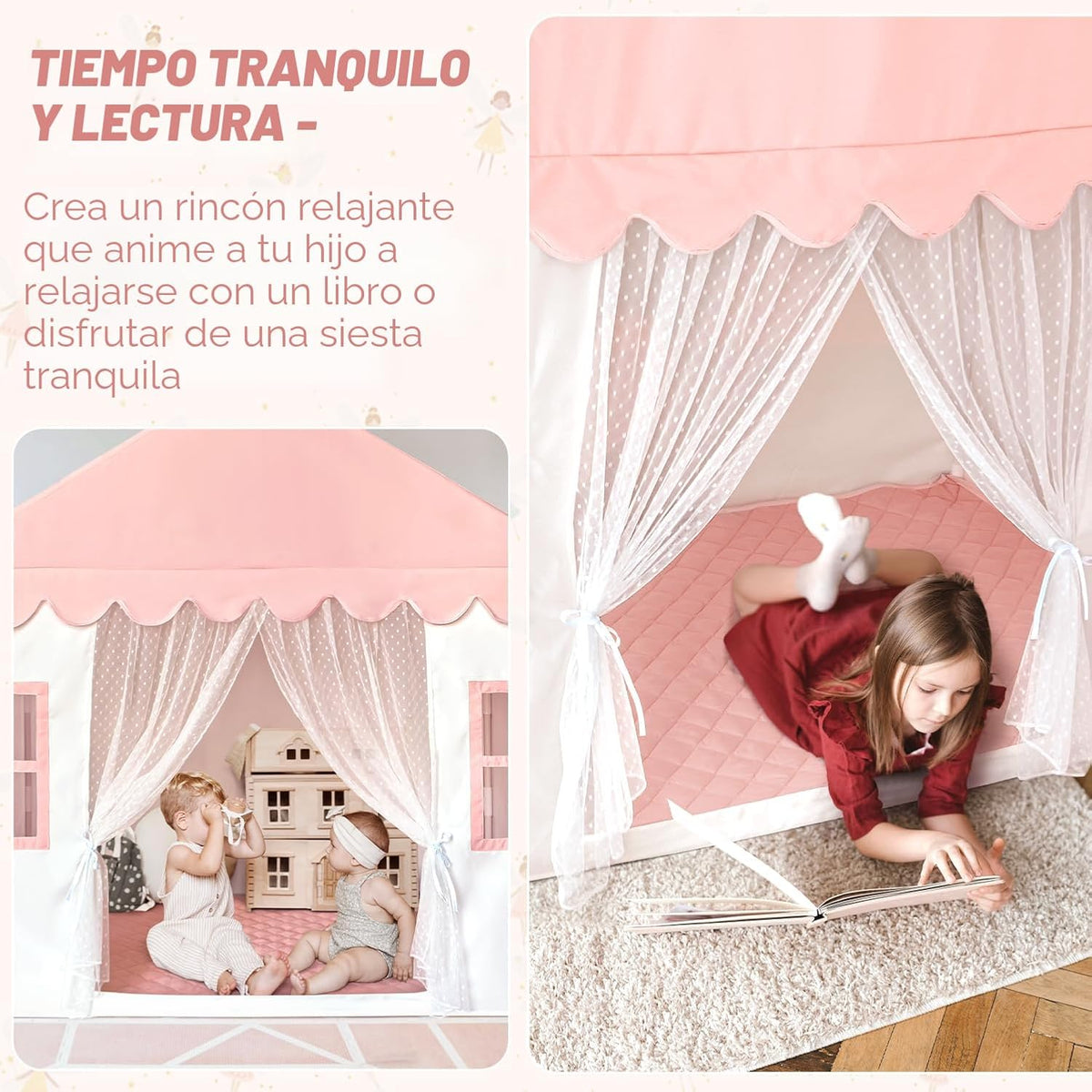 Avrsol - Tienda de campaña para niños con alfombra, castillo de pri...