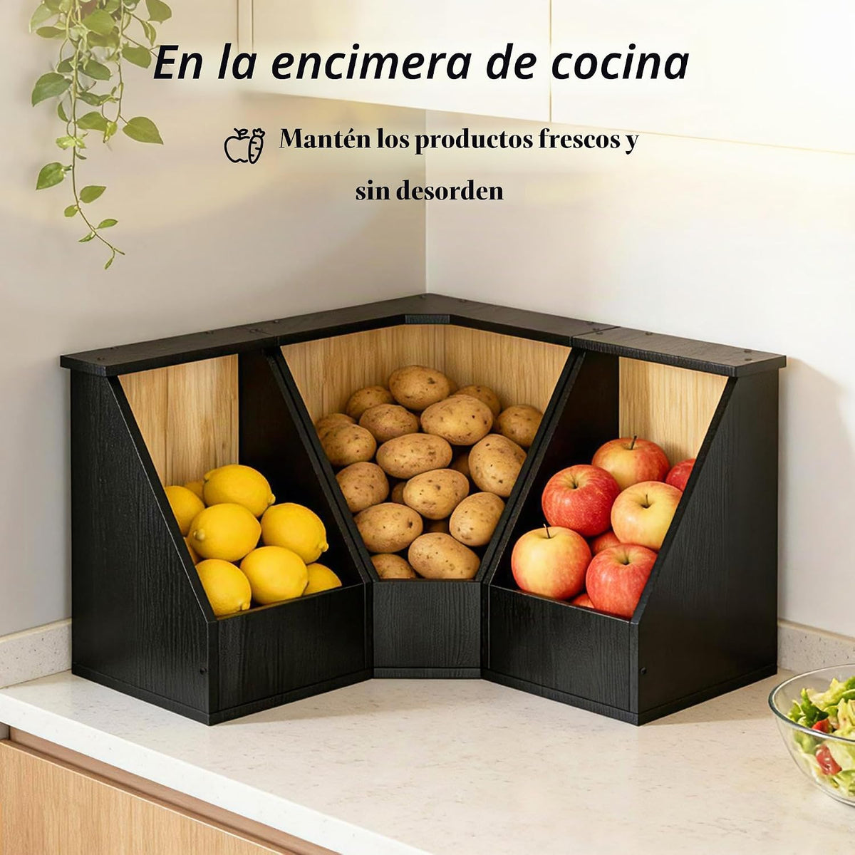 Jolitac - Papeleras grandes de bambú para despensa, papas y cebolla...