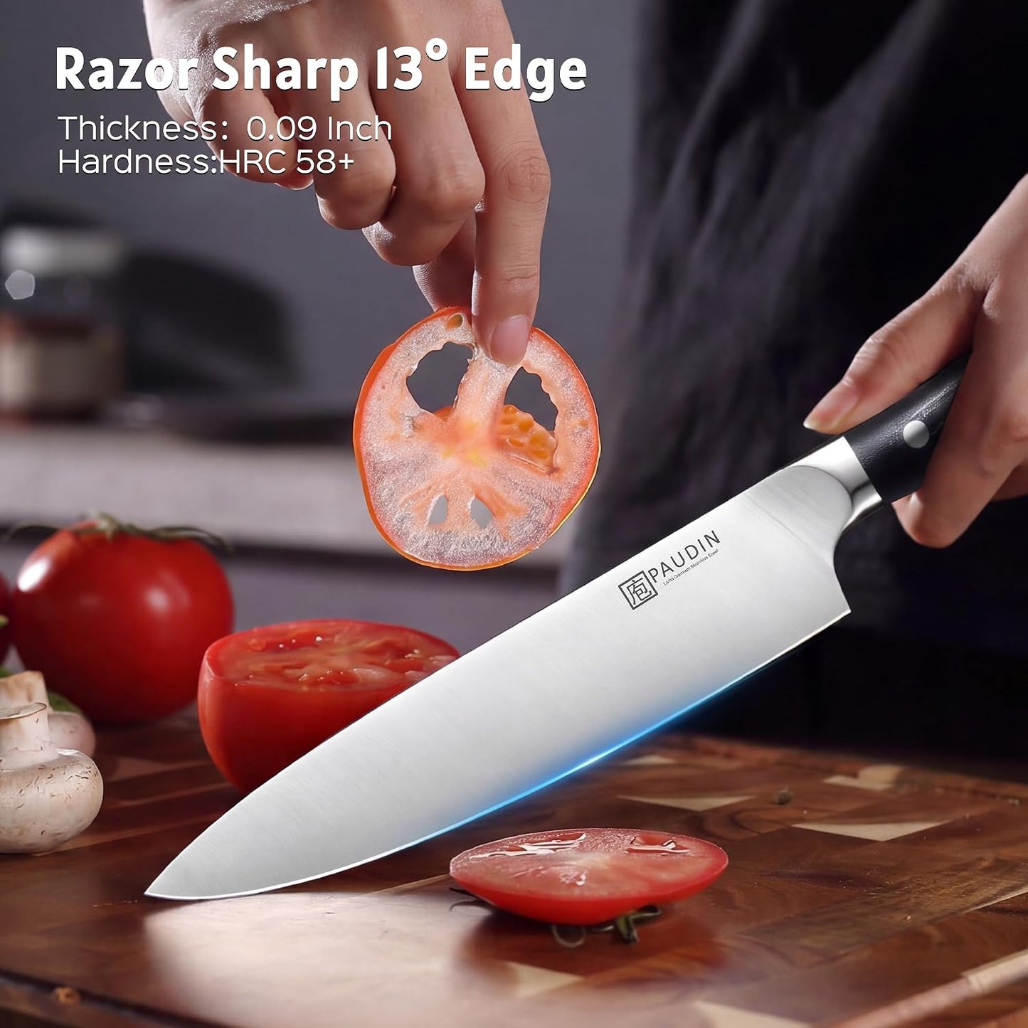 PAUDIN Cuchillo de Chef de 8 Pulgadas, Cuchillo de Cocina Profesion...