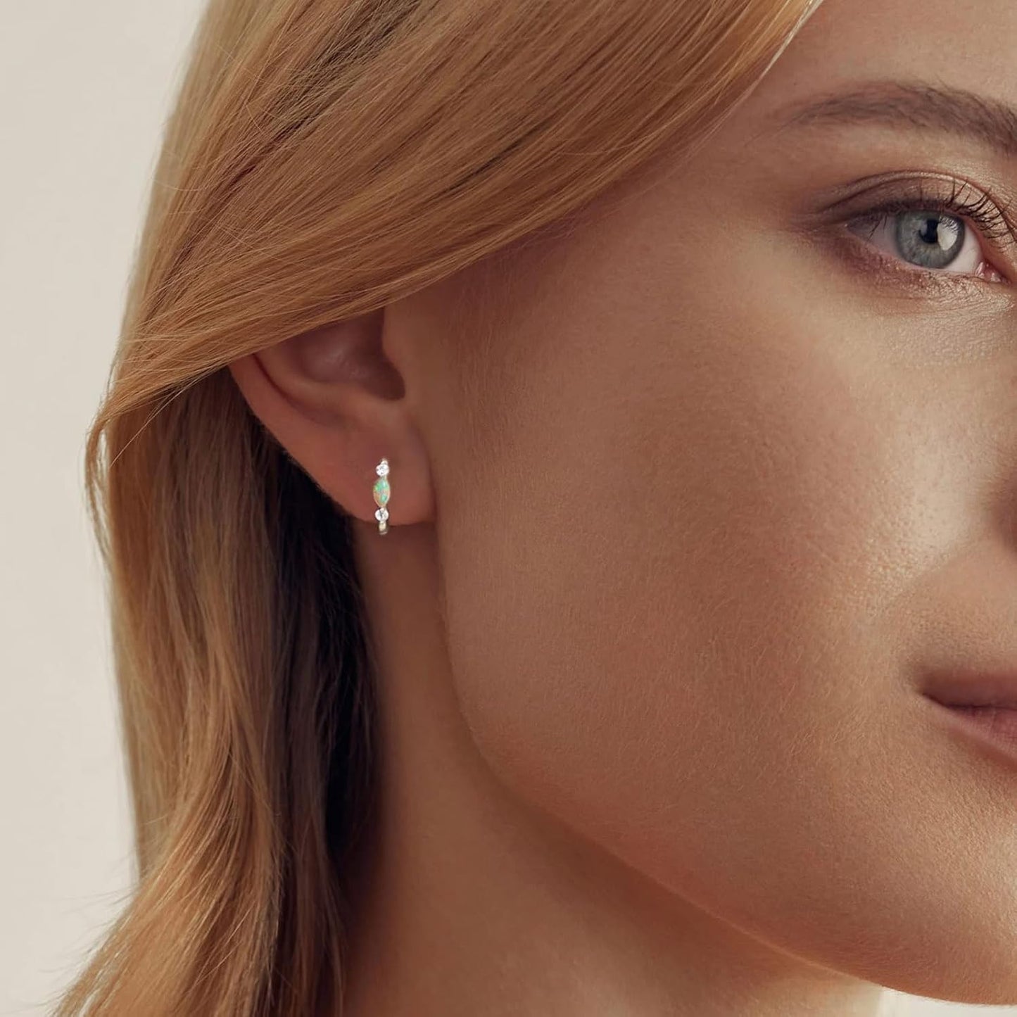 Aretes de ópalo chapados en oro de 14 quilates para mujer, aretes d...