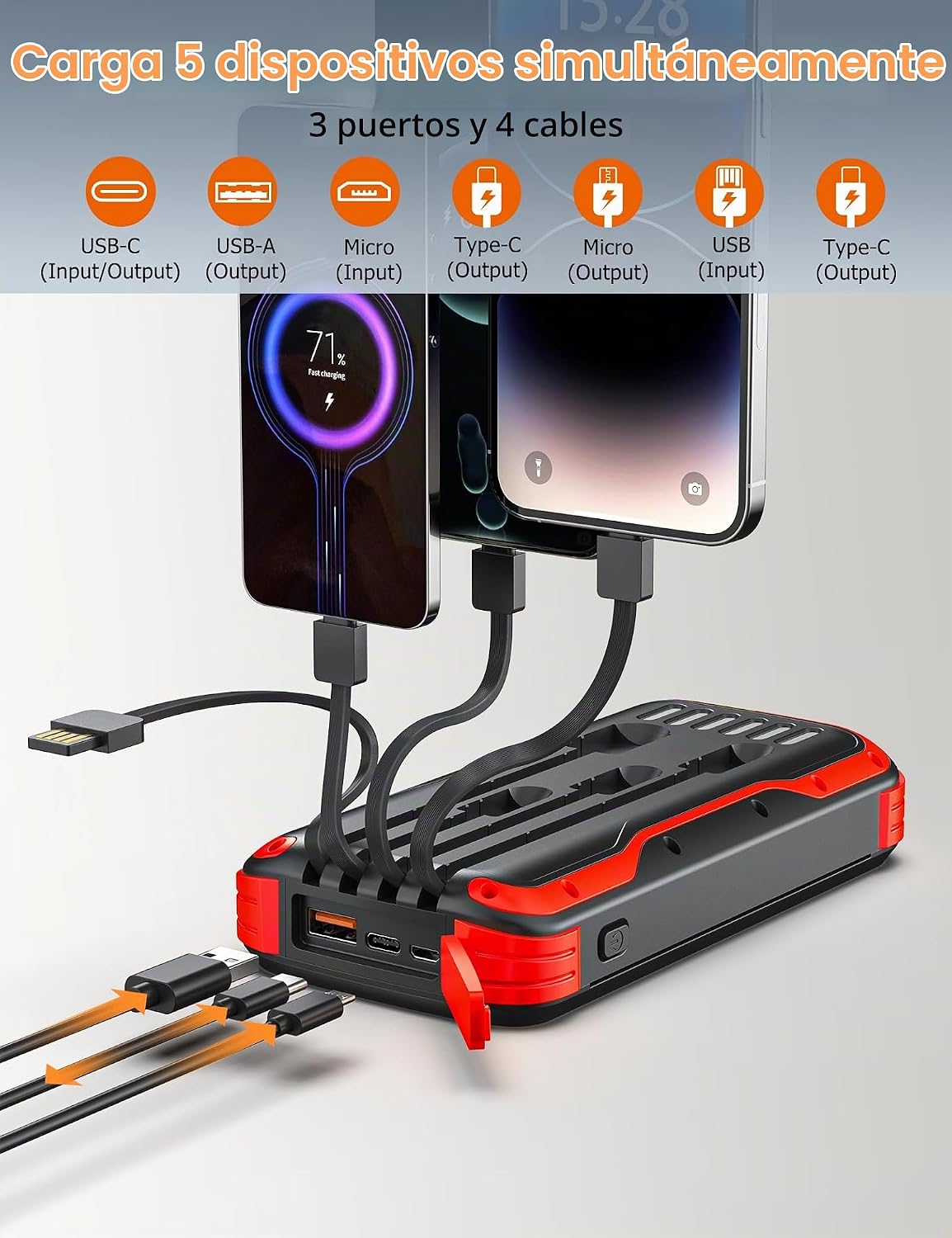 MINRISE Banco de energía solar 40000mAh, cargador portátil PD 20W c...