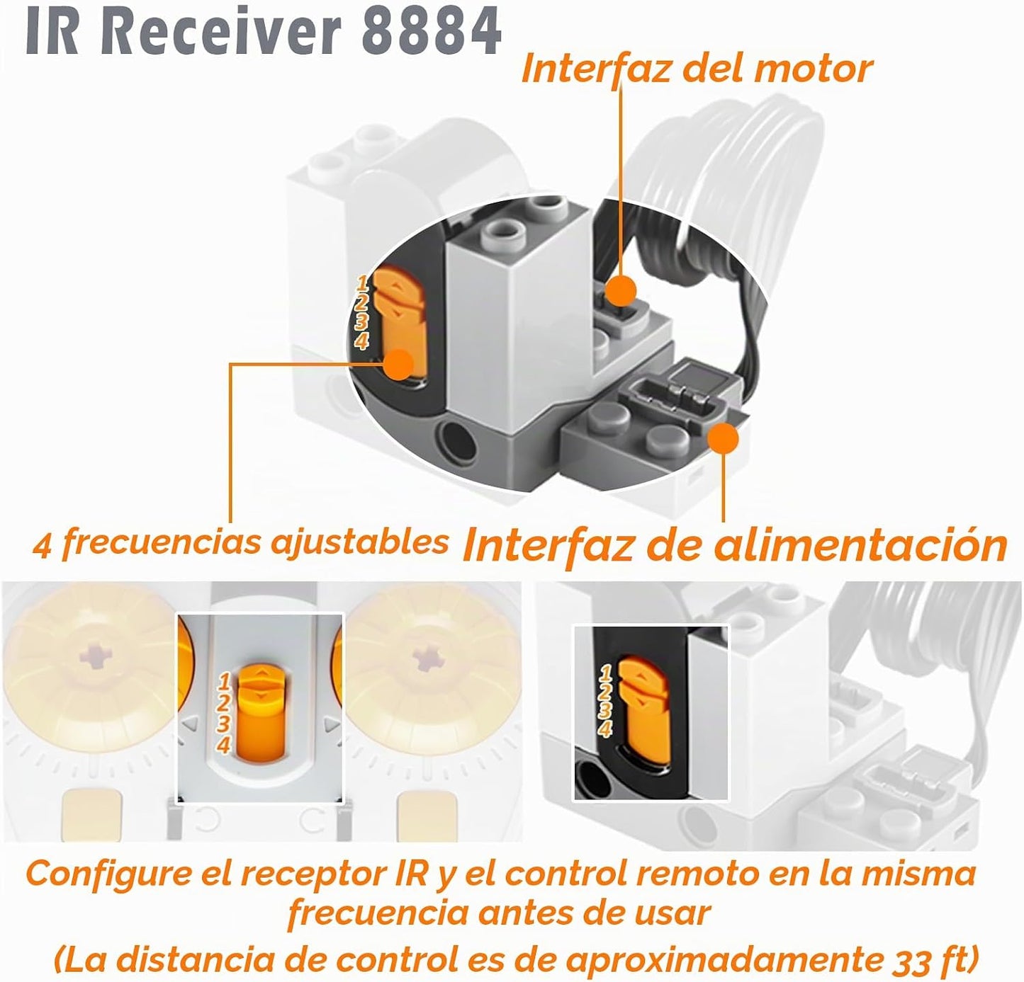 Power Functions Kit de motor 12 en 1 juego completo para bloques de...