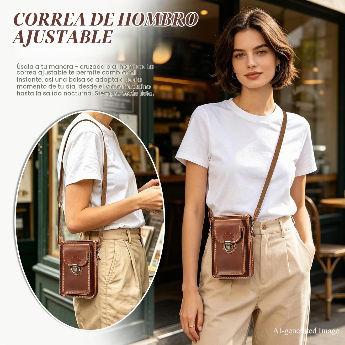 Fasjosma Funda de cuero hecha a mano con trabilla para cinturón, pe...