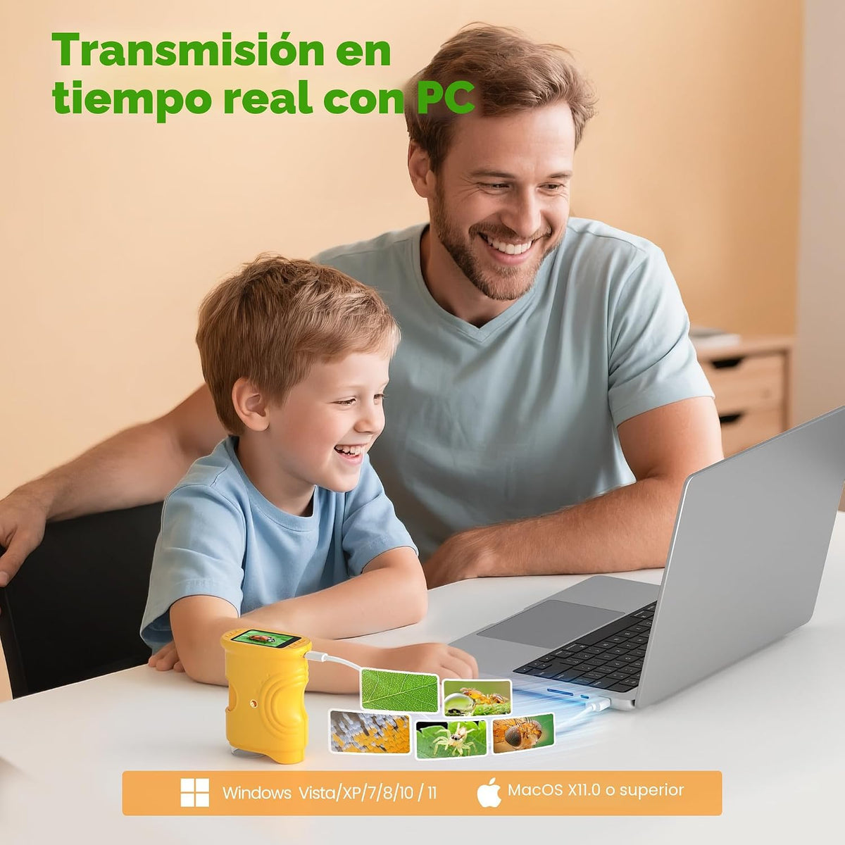 Microscopio digital de mano 1000X para niños: microscopio de bolsil...