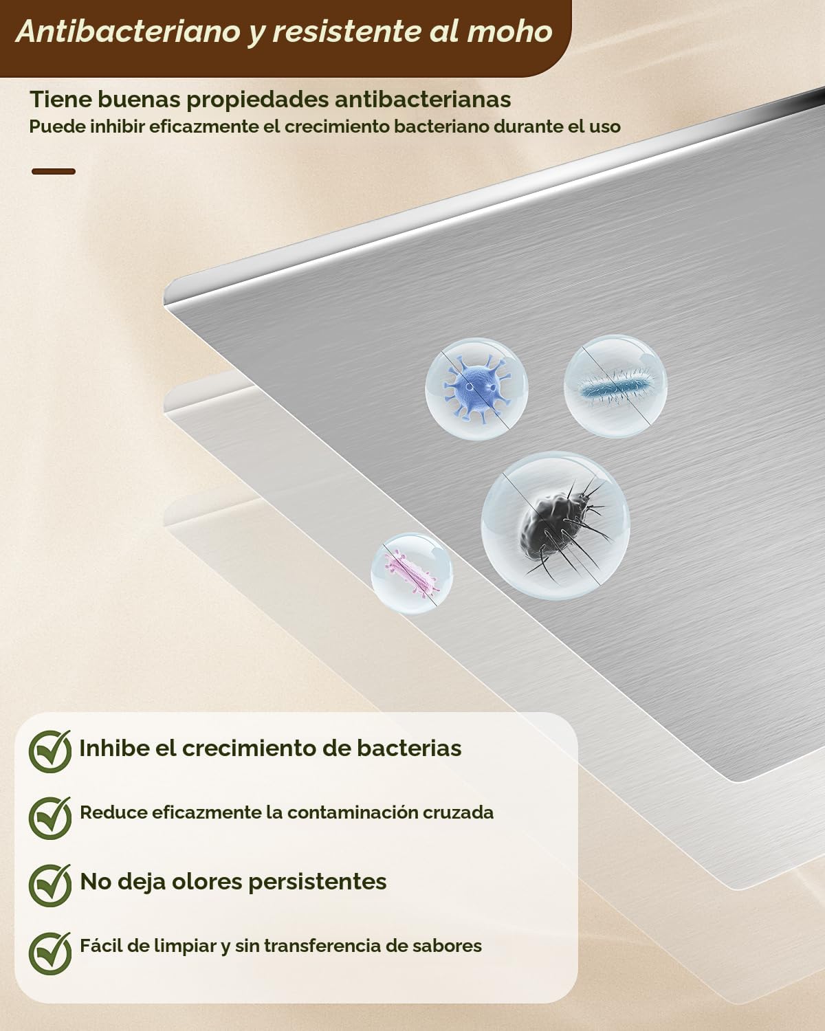 GVUHR Tabla de cortar de acero inoxidable 304 para cocina, tabla de...