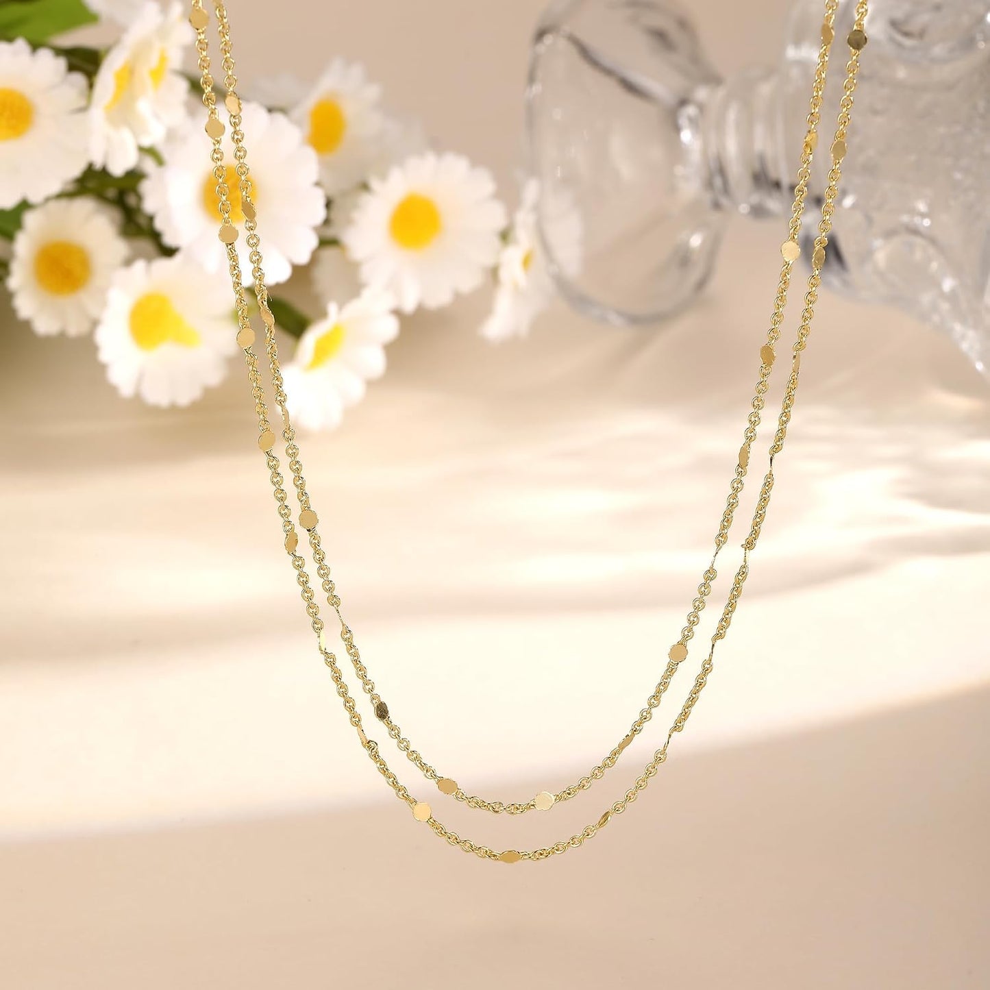 Warshion Collares chapados en oro de 14 quilates para mujer, gargan...
