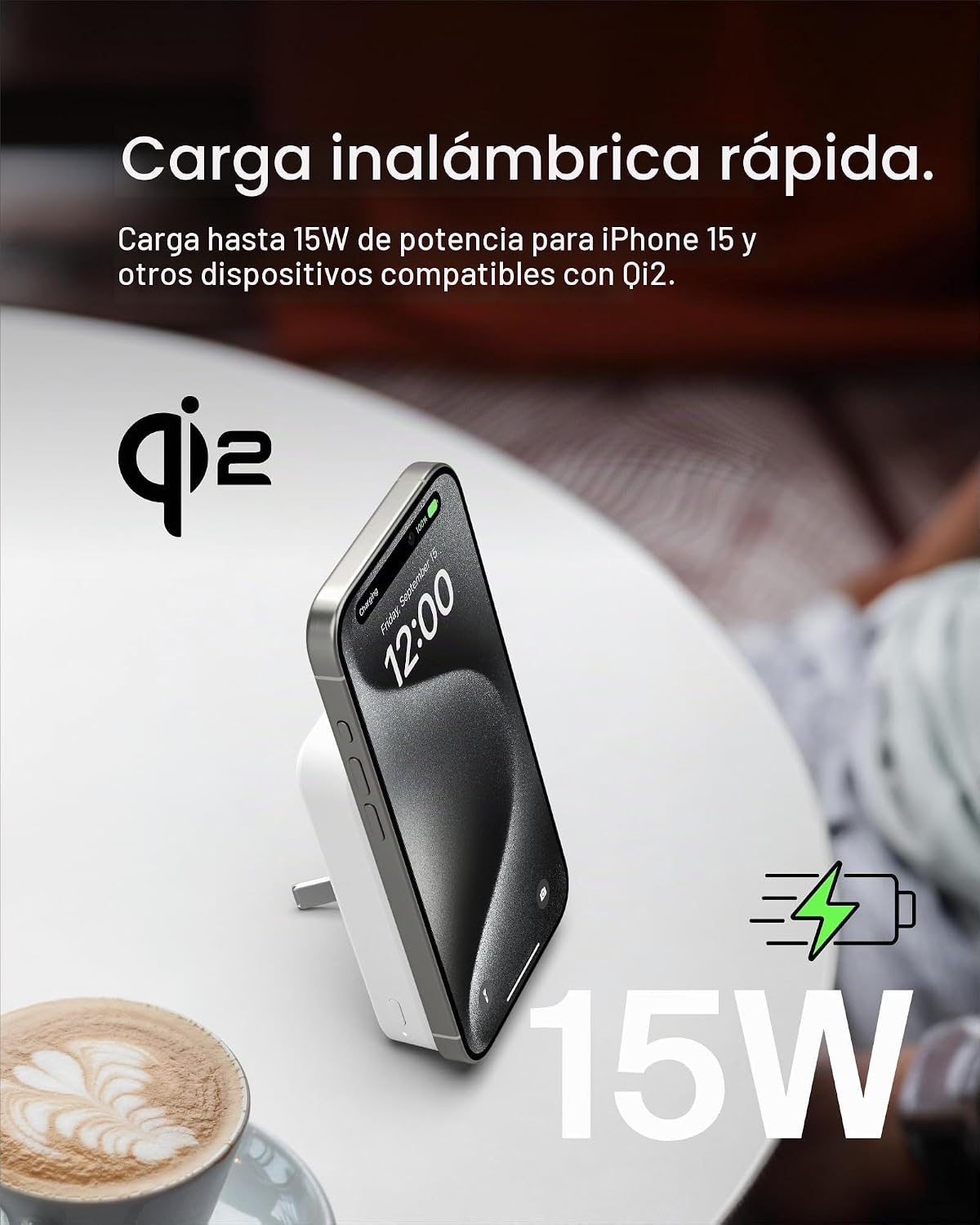 Belkin Cargador portátil, batería externa de 10000 mAh con Qi2, car...