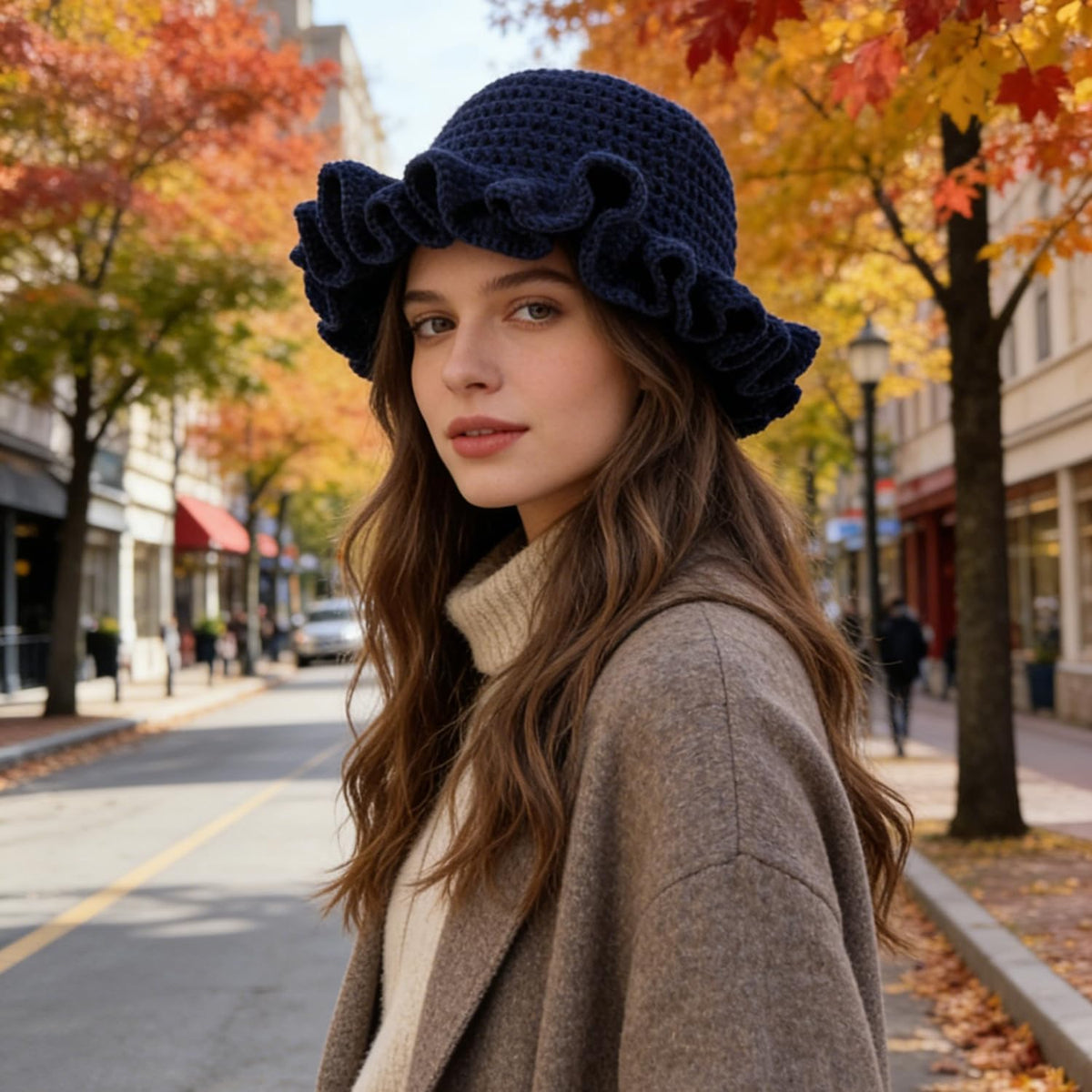 Sombrero de pescador de ganchillo para mujer, cómodo gorro de punto...