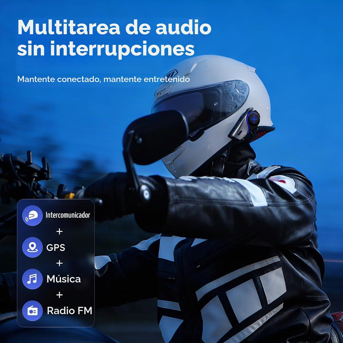 MAXRUNON Auriculares Bluetooth para motocicleta D9 con multitarea d...