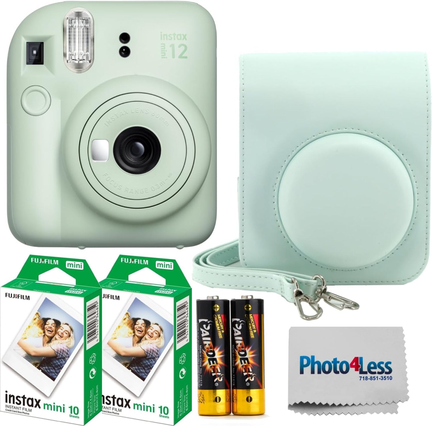 Fujifilm Instax Mini 12 - Cámara de película instantánea color verd...