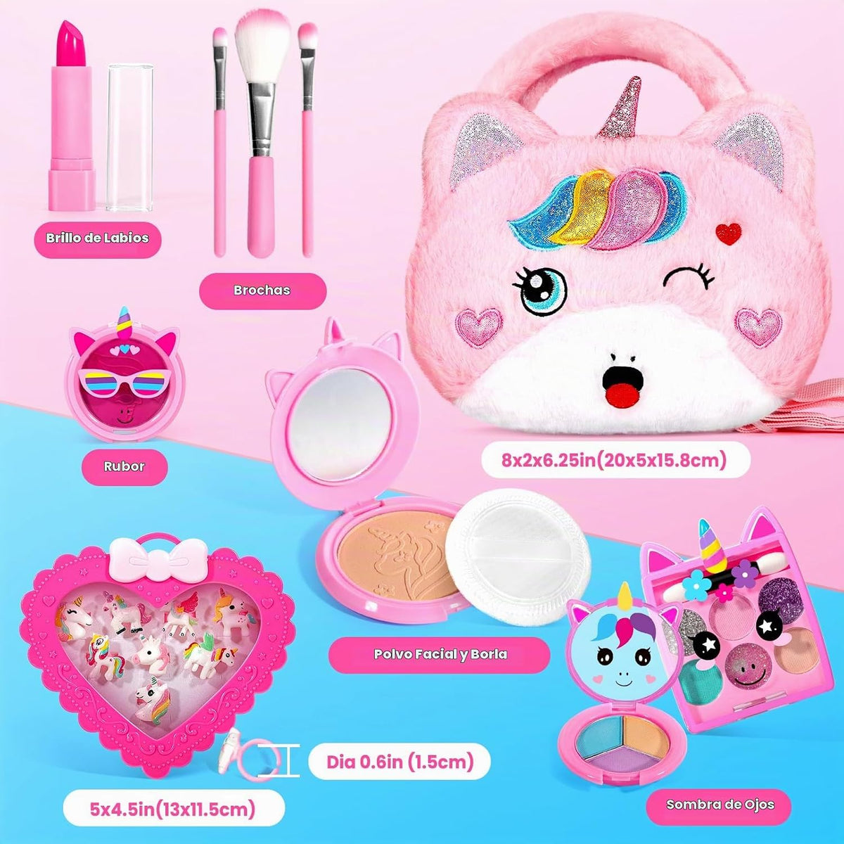 ULOVEME - Kit de maquillaje real para niñas pequeñas, juguete de ma...