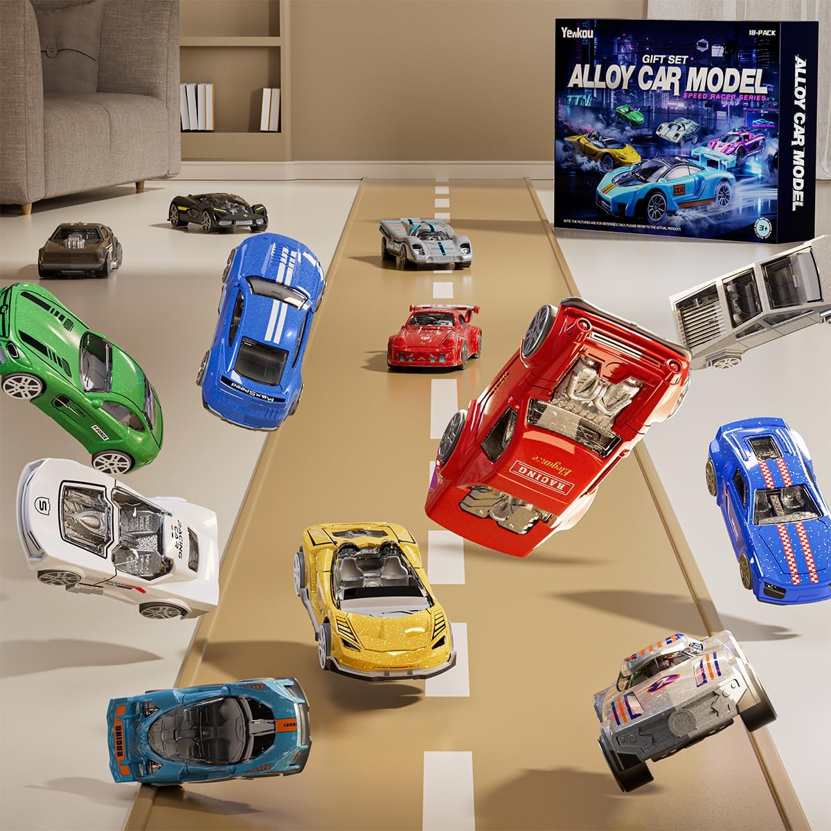 Yewkou Toys Cars Paquete de 18, Juego de vehículos de metal fundido...