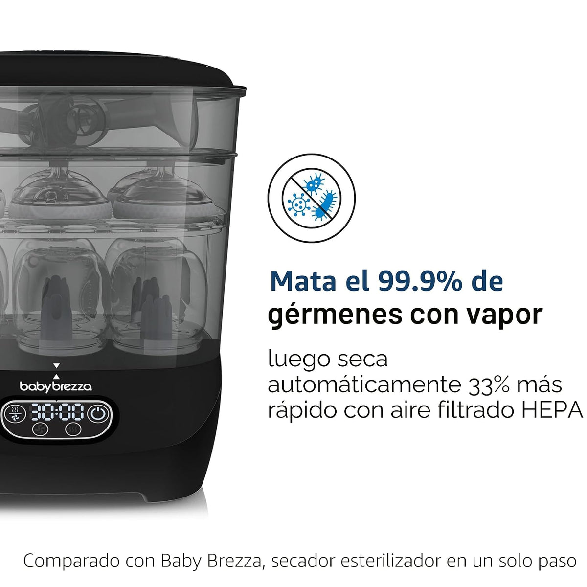 Baby Brezza Esterilizador y secador de botellas avanzado: mayor cap...