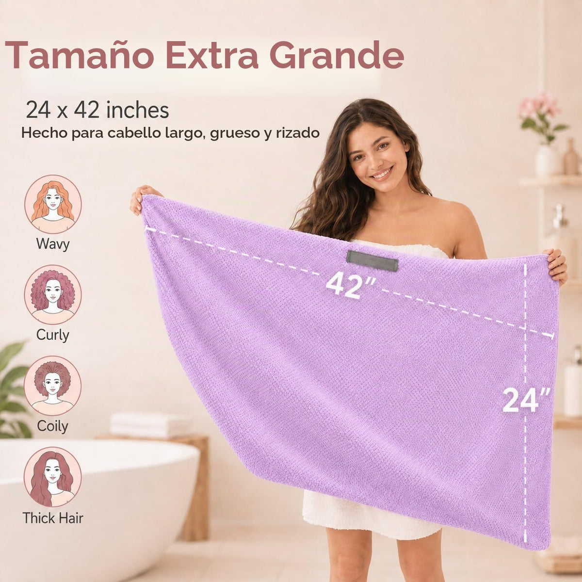 Netcken Toalla Grande de Microfibra para el Cabello para Mujeres, S...