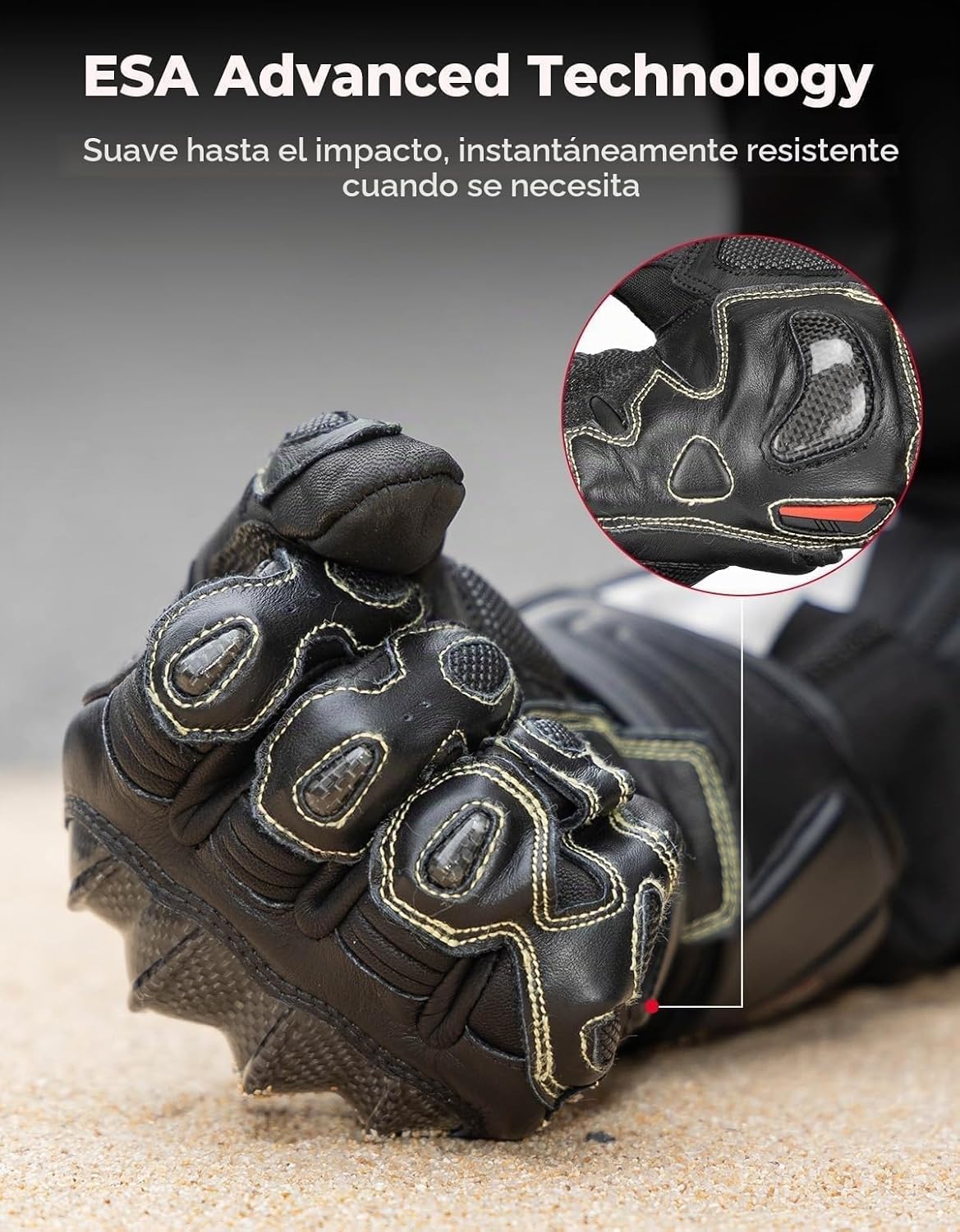 KEMIMOTO Guantes de cuero para motocicleta para hombres y mujeres,...