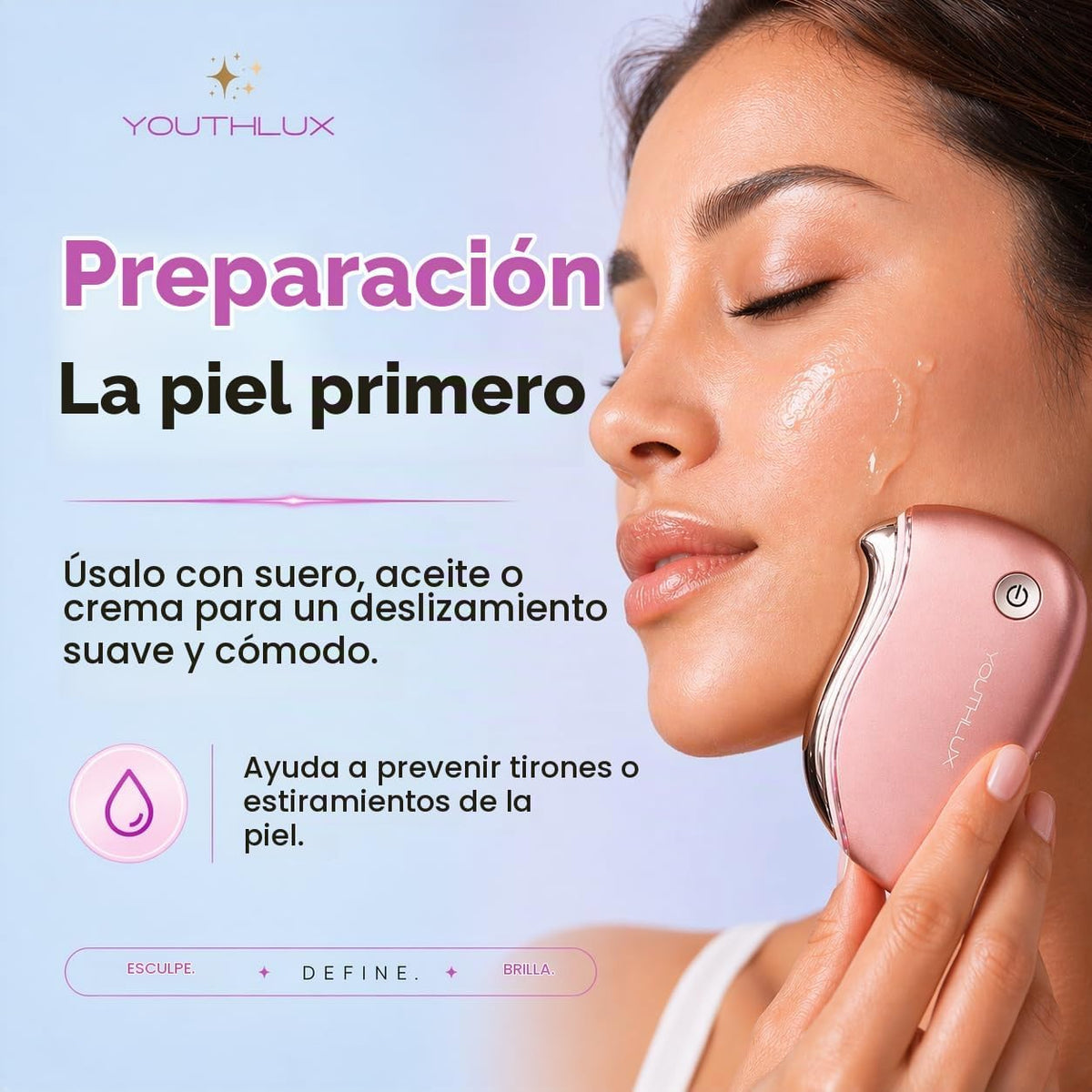 YOUTHLUX ProSculpt - Masajeador facial Gua Sha calentado, herramien...