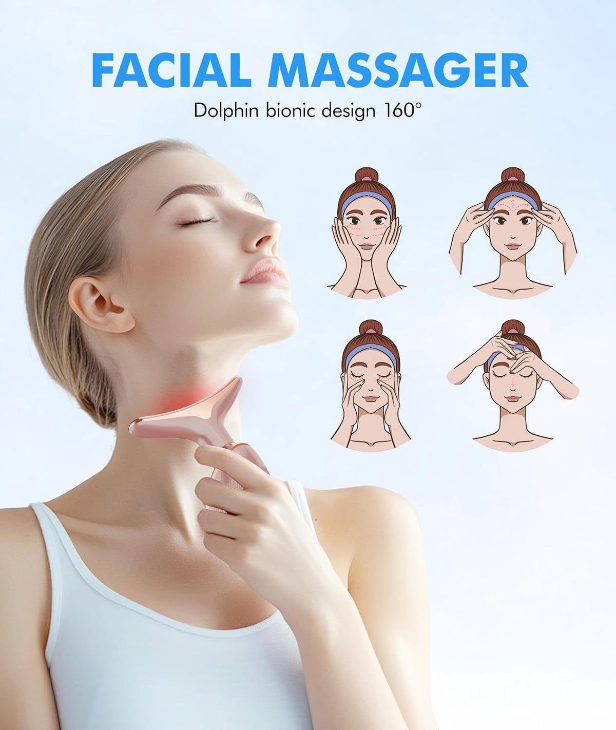 SDKWDH Terapia de Luz Roja para Cara y Cuello, Herramienta de Masaj...