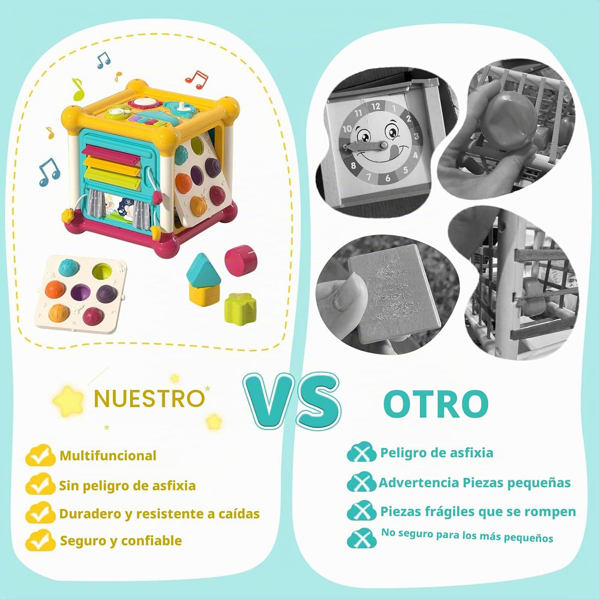 PANITU Cubo de actividades para bebés, juguete de desarrollo tempra...