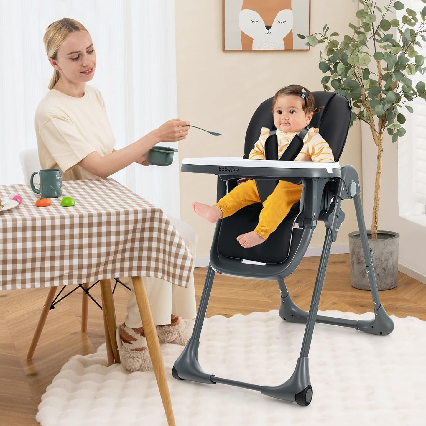 BABY JOY Silla alta convertible para bebés y niños pequeños, altura...
