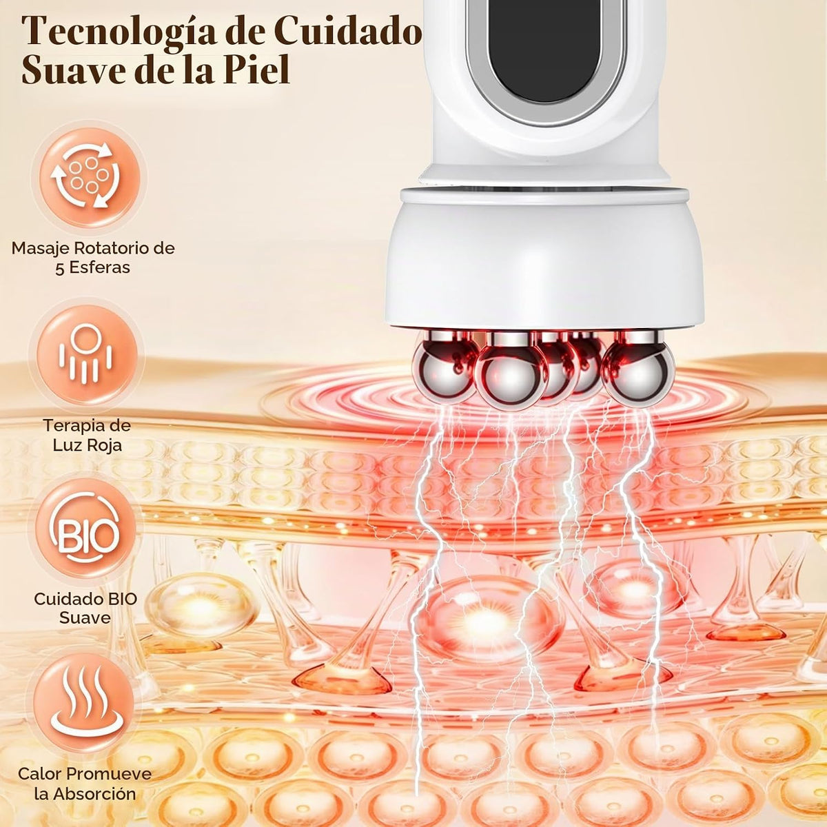 Masajeador facial eléctrico giratorio de 360° con terapia de calor...