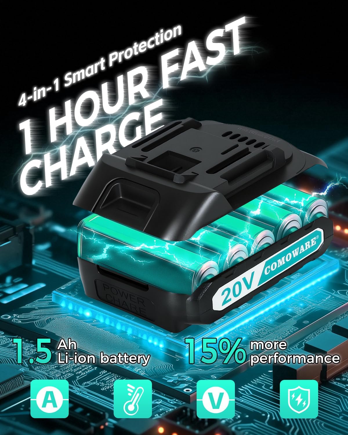 COMOWARE Taladro inalámbrico, taladro eléctrico y juego de brocas c...