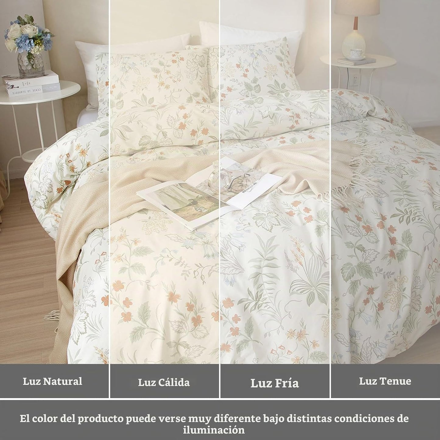EAVD - Juego de edredón floral vintage fresco tamaño Twin XL, blanc...