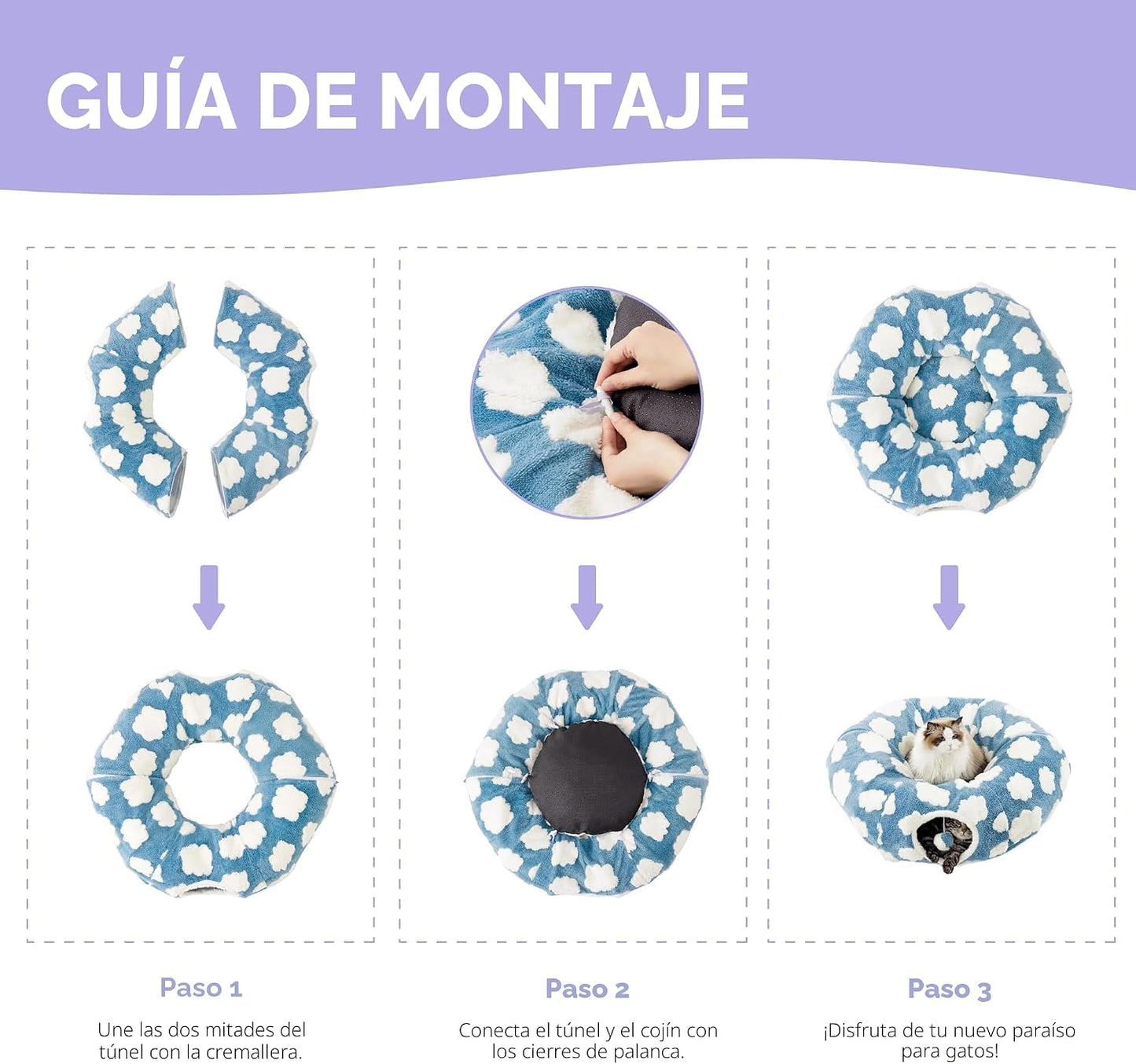 Lesure Donut - Linda cama de túnel para gatos jacquard, juguetes pa...