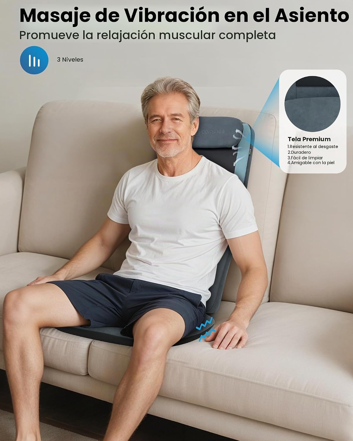 COMFIER Masajeador de espalda Shiatsu con calor, rodillos 3D de mot...