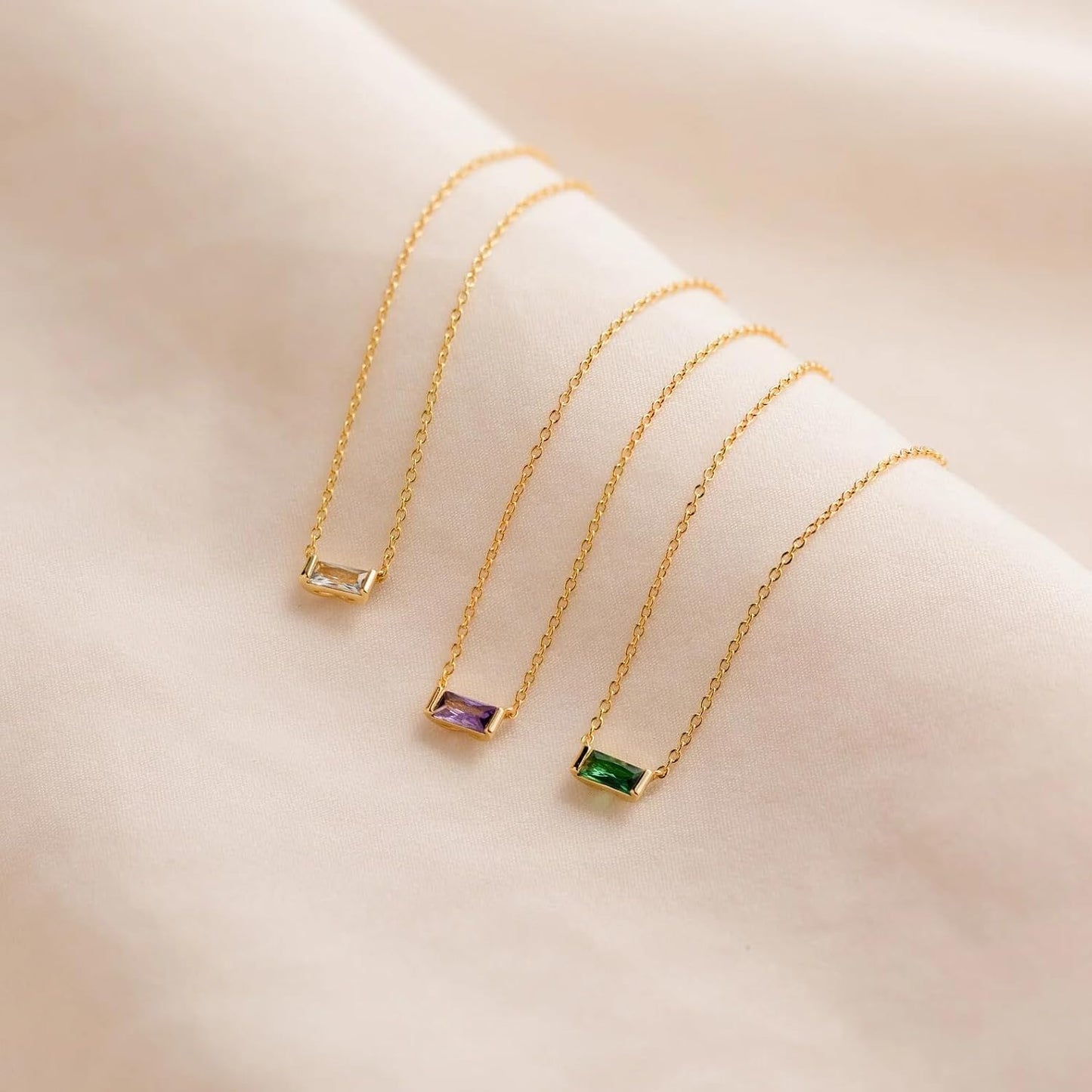 JSJOY Collar de piedra natal dorada para mujer, delicado collar con...
