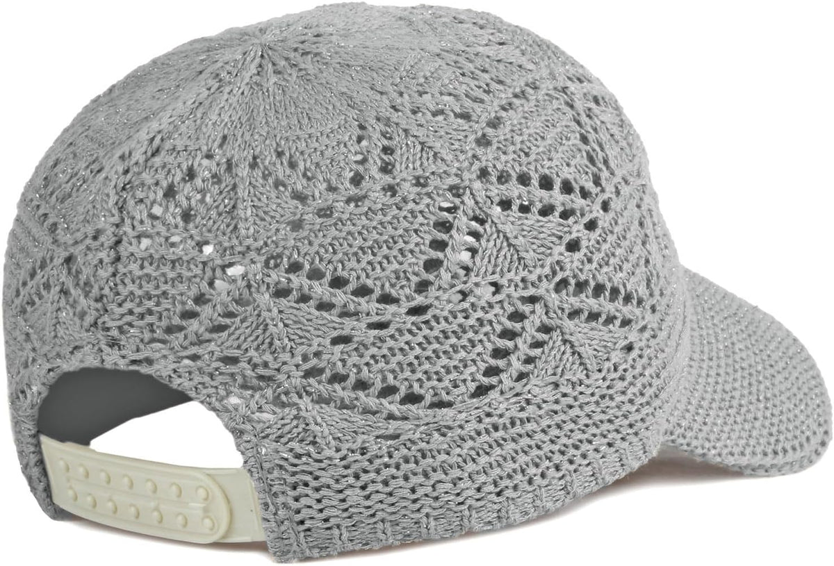 FASHIXD Gorra de béisbol de malla tejida para mujer, de hilo de ver...