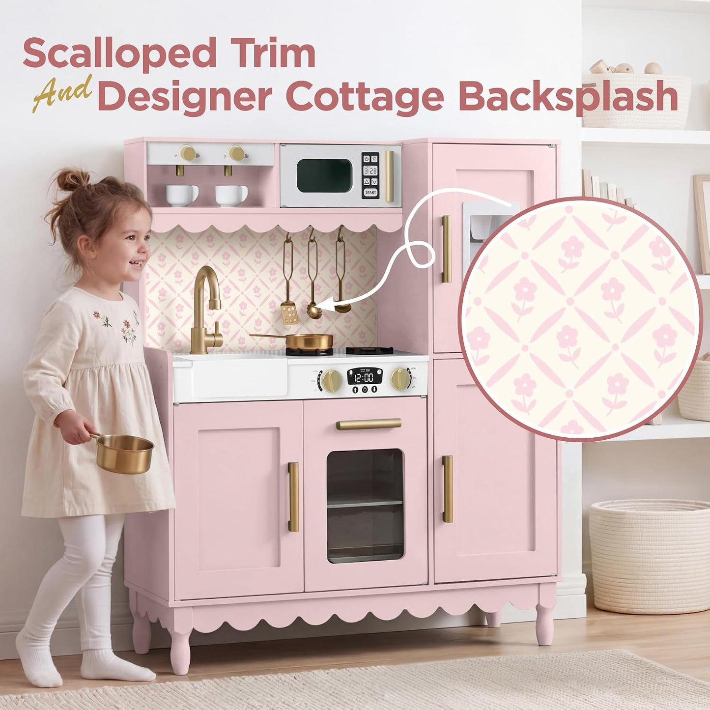 Best Choice Products Juego de cocina para niños, estilo cabaña, jue...