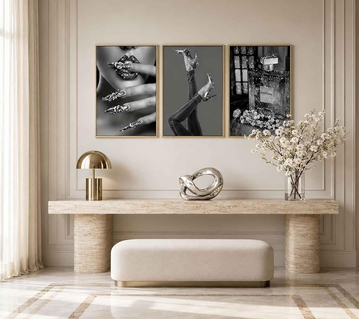 Arte de pared moderno para mujer, arte de pared con estilo en blanc...