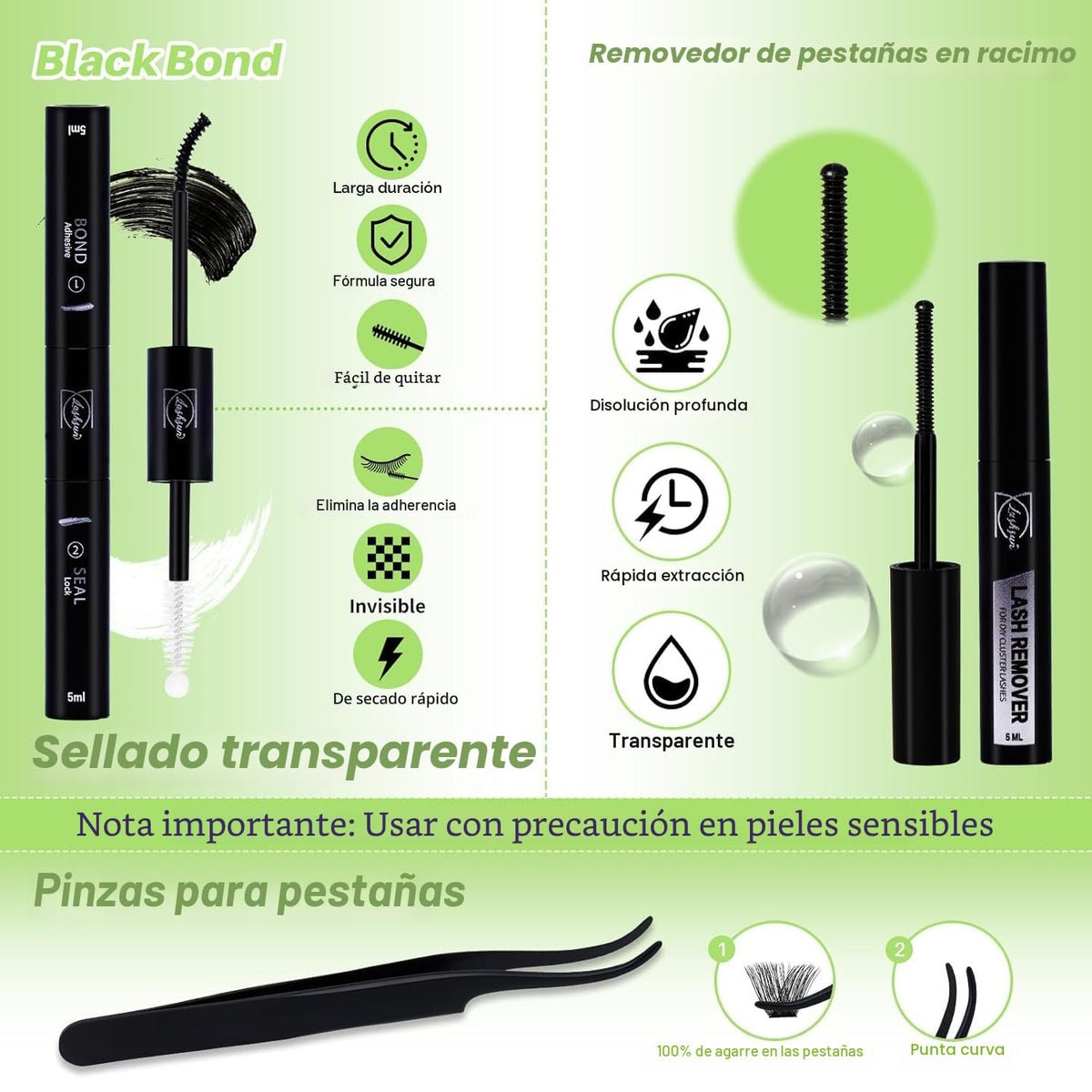 LASHSUN Kit de racimos de pestañas postizas suaves y cómodas, 540 u...