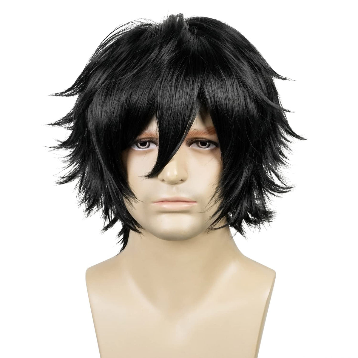 LABEAUTÉ Peluca corta negra de cosplay de anime para hombre, peluca...